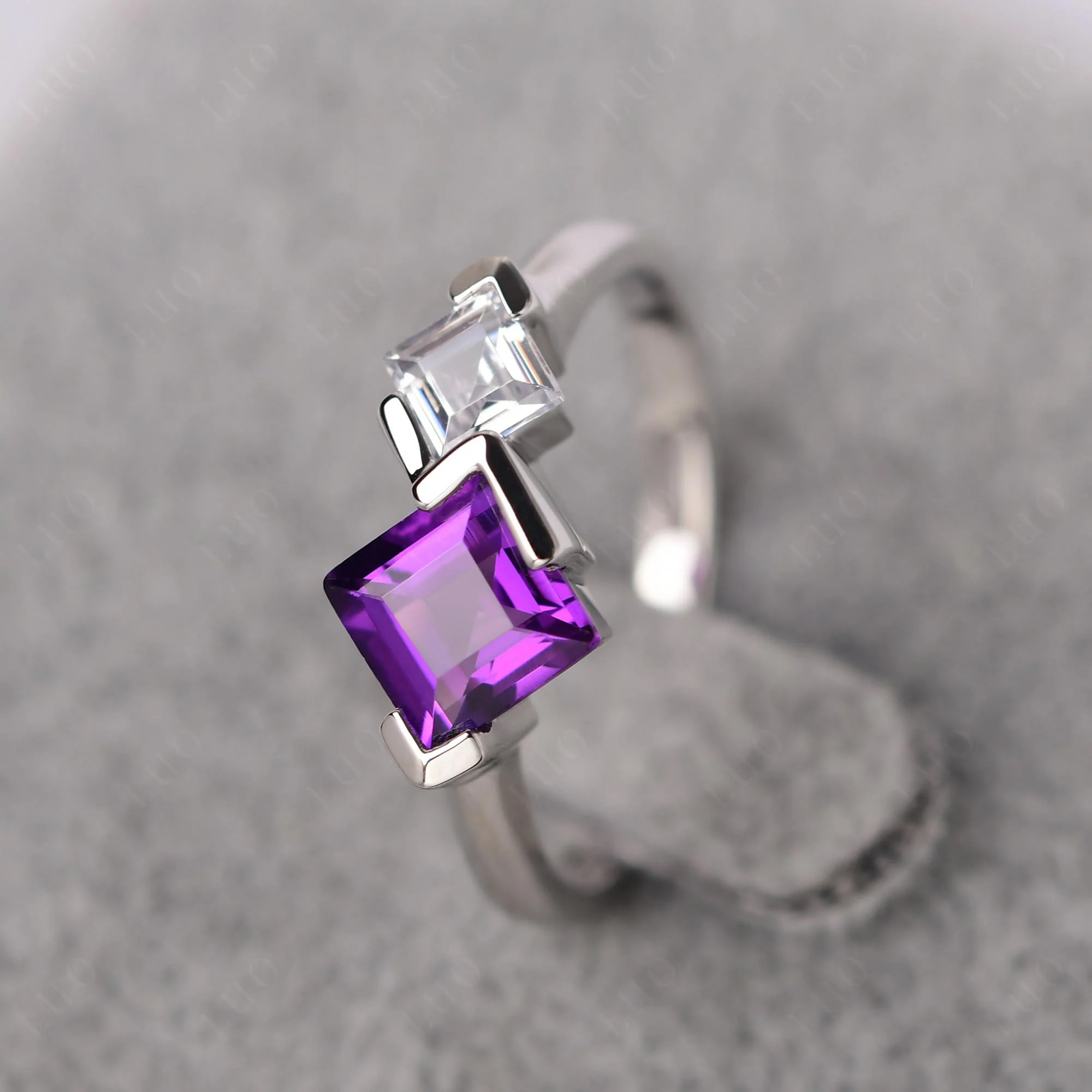Amethyst Square Cut Engagement Ring - Image 12