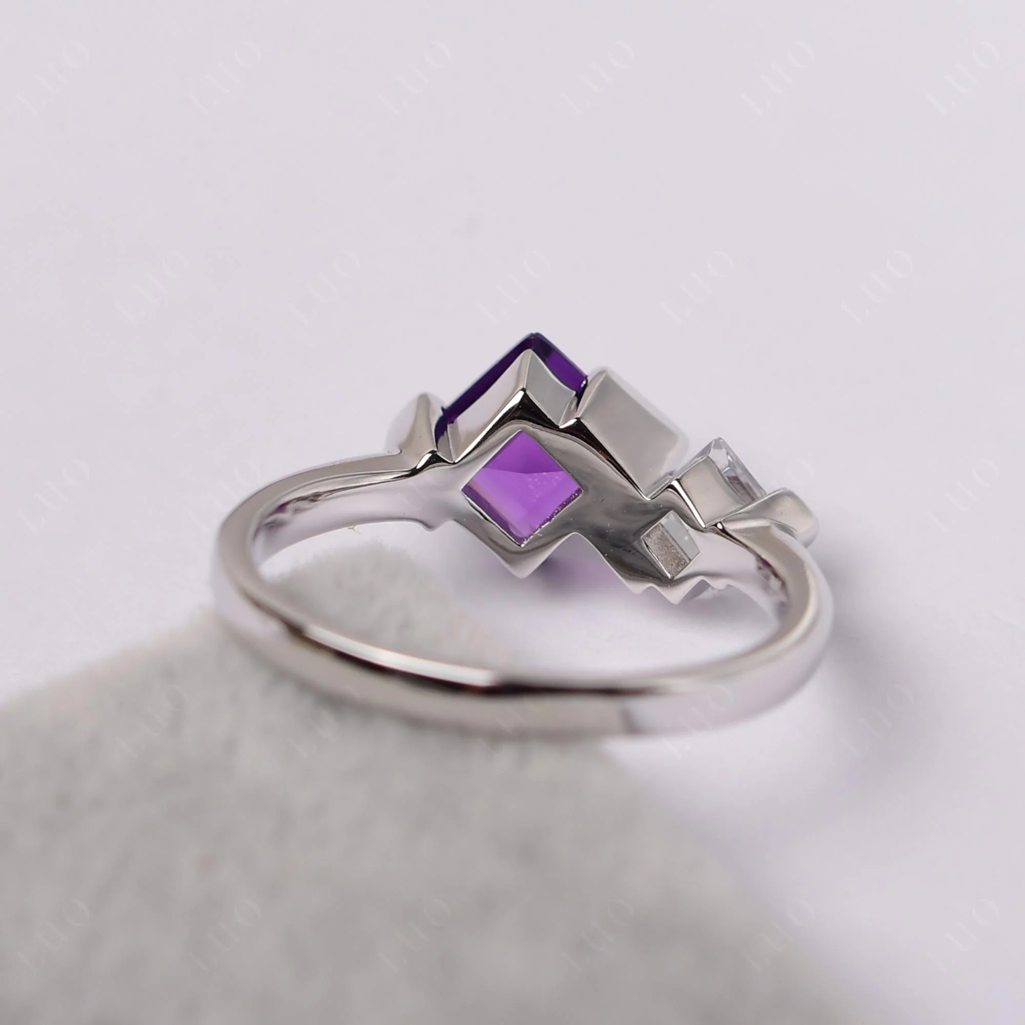 Amethyst Square Cut Engagement Ring - Image 13
