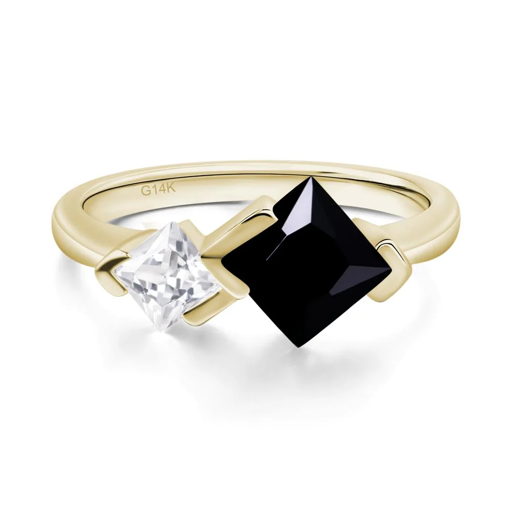 Kite Set 2 Stone Princess Cut Black Spinel Ring