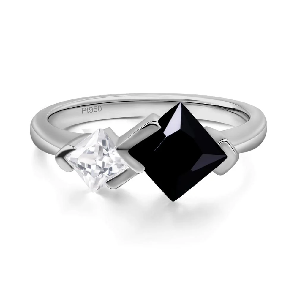 Kite Set 2 Stone Princess Cut Black Spinel Ring - Image 6