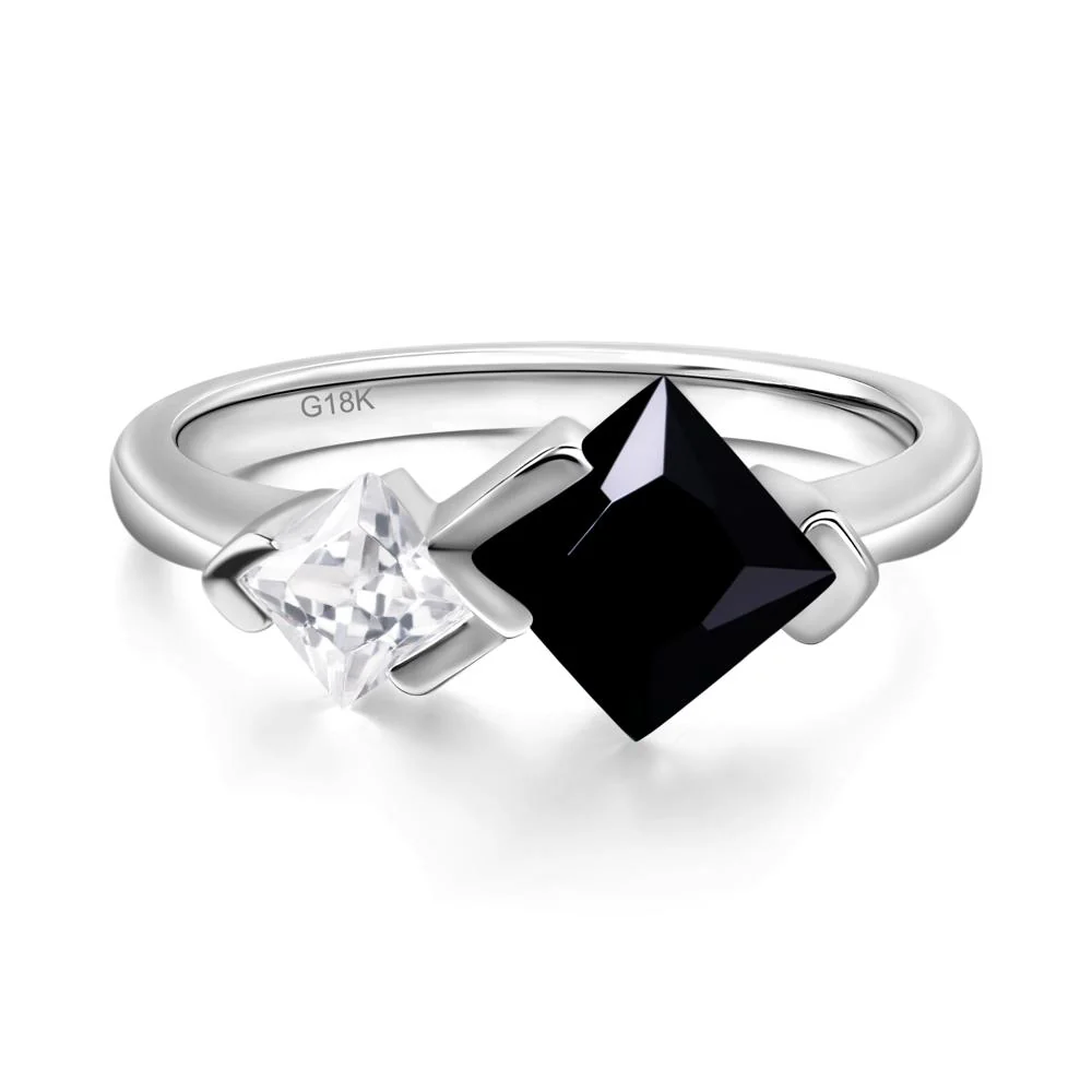 Kite Set 2 Stone Princess Cut Black Spinel Ring - Image 7