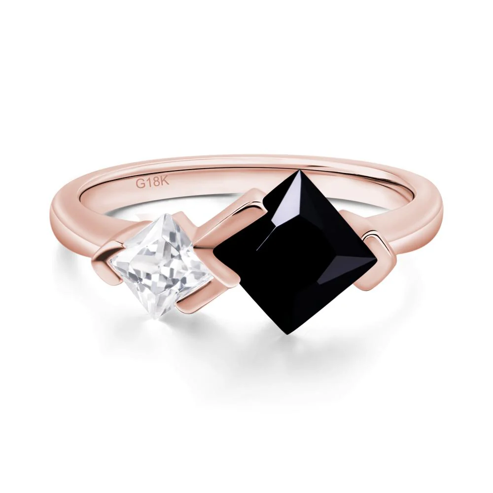 Kite Set 2 Stone Princess Cut Black Spinel Ring - Image 9