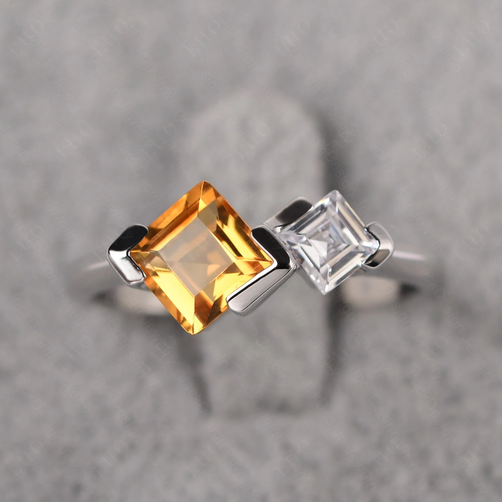 Citrine Square Cut Engagement Ring - Image 10