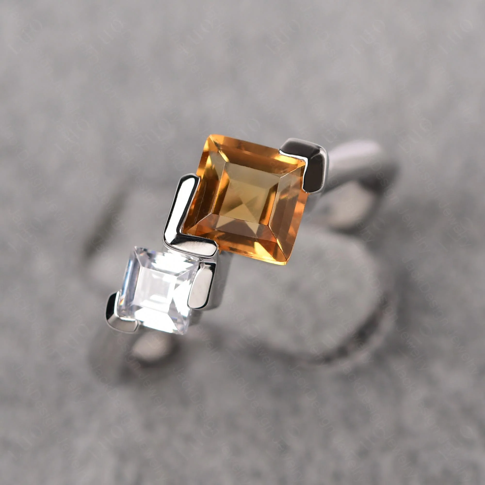 Citrine Square Cut Engagement Ring - Image 11