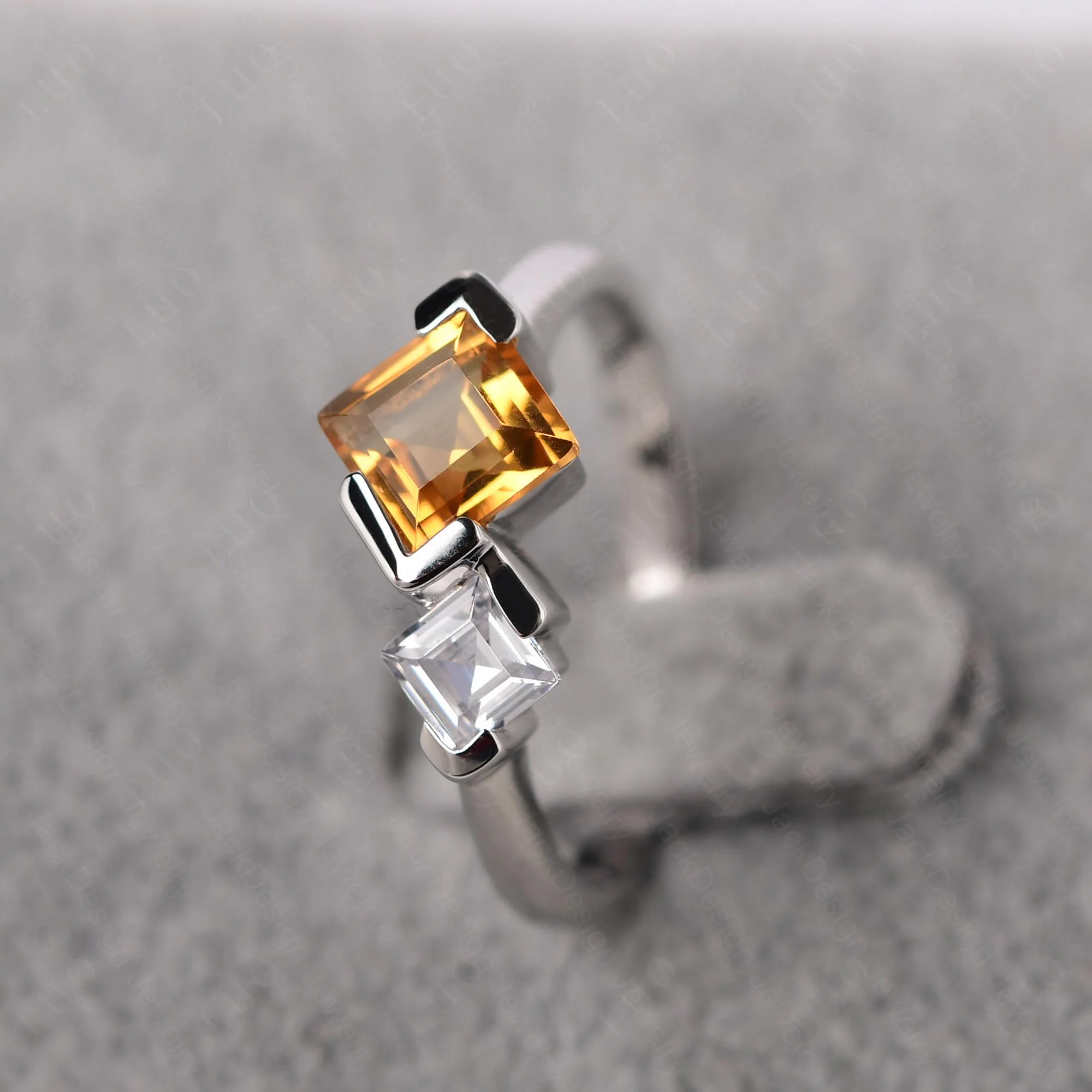 Citrine Square Cut Engagement Ring - Image 12