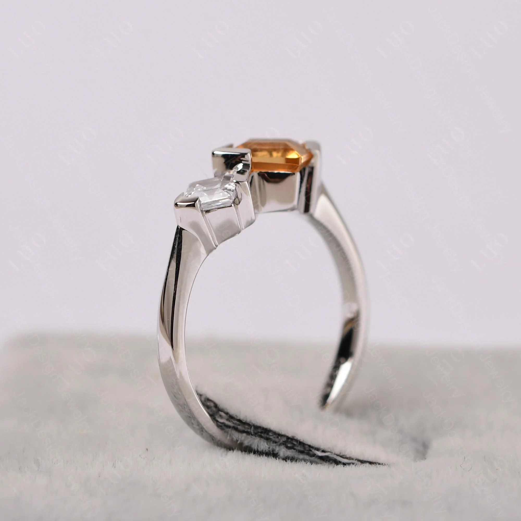 Citrine Square Cut Engagement Ring - Image 14