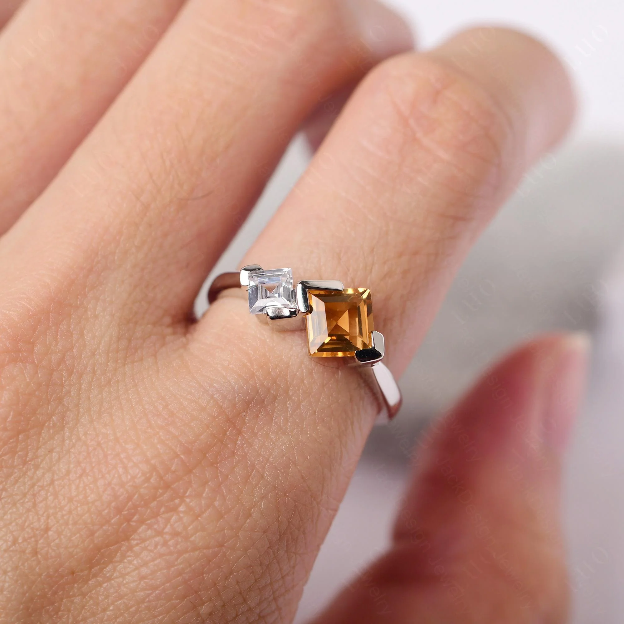 Citrine Square Cut Engagement Ring - Image 15