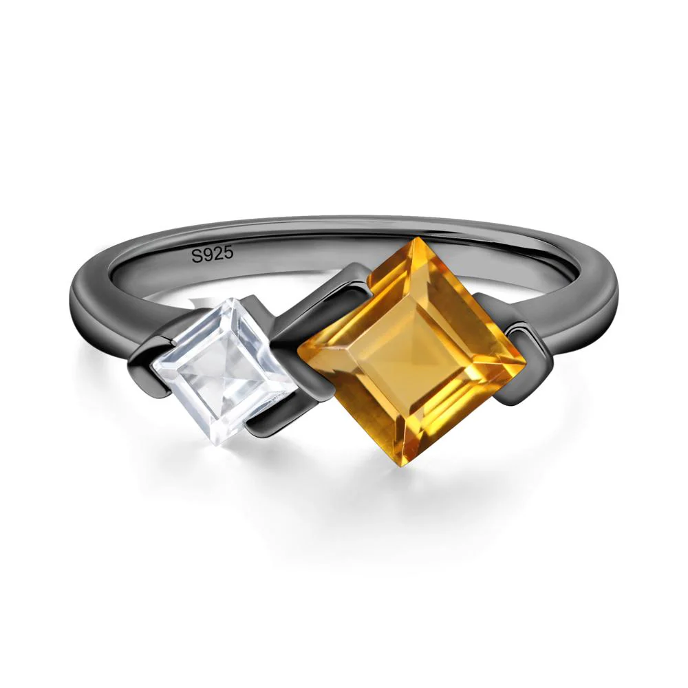 Citrine Square Cut Engagement Ring - Image 3