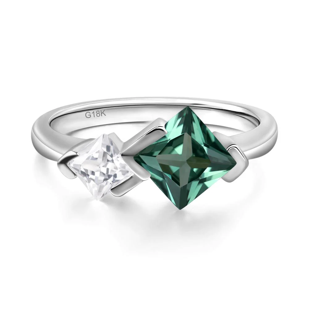 Kite Set 2 Stone Princess Cut Green Sapphire Ring - Image 7