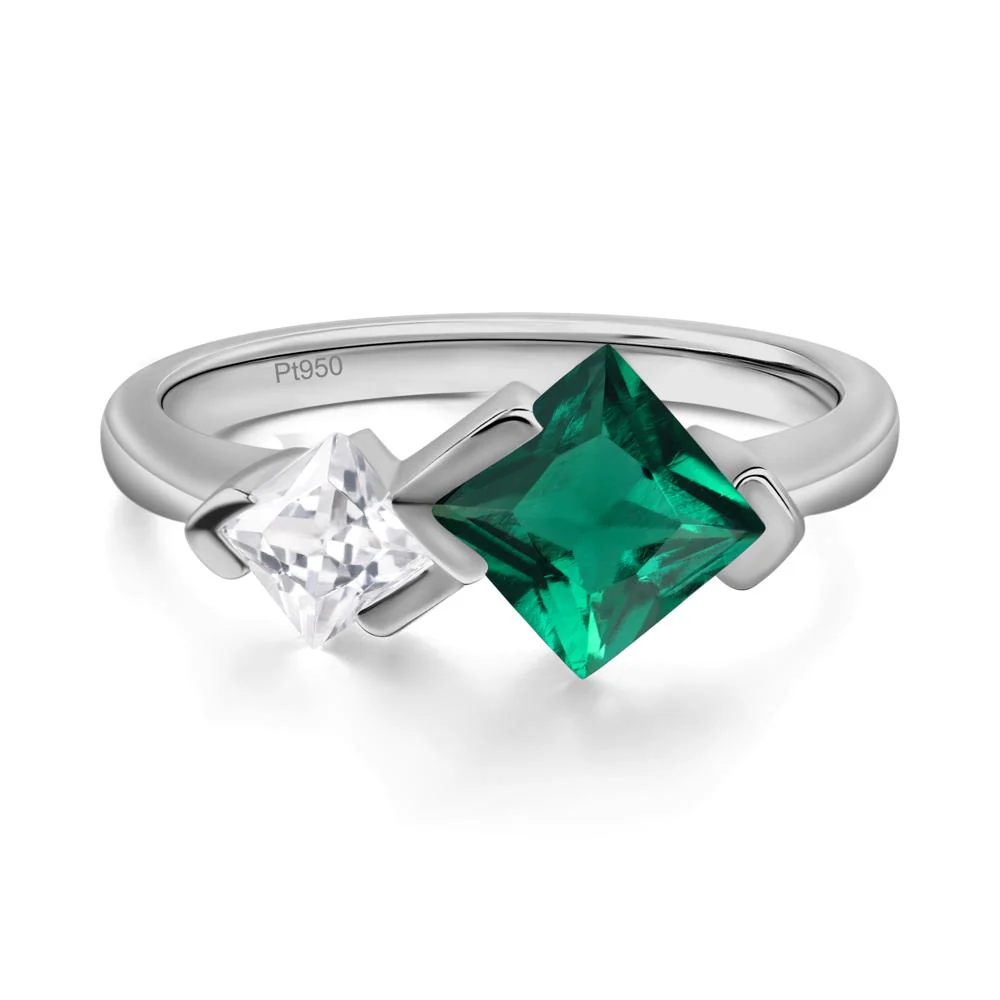 Kite Set 2 Stone Princess Cut Emerald Ring - Image 6