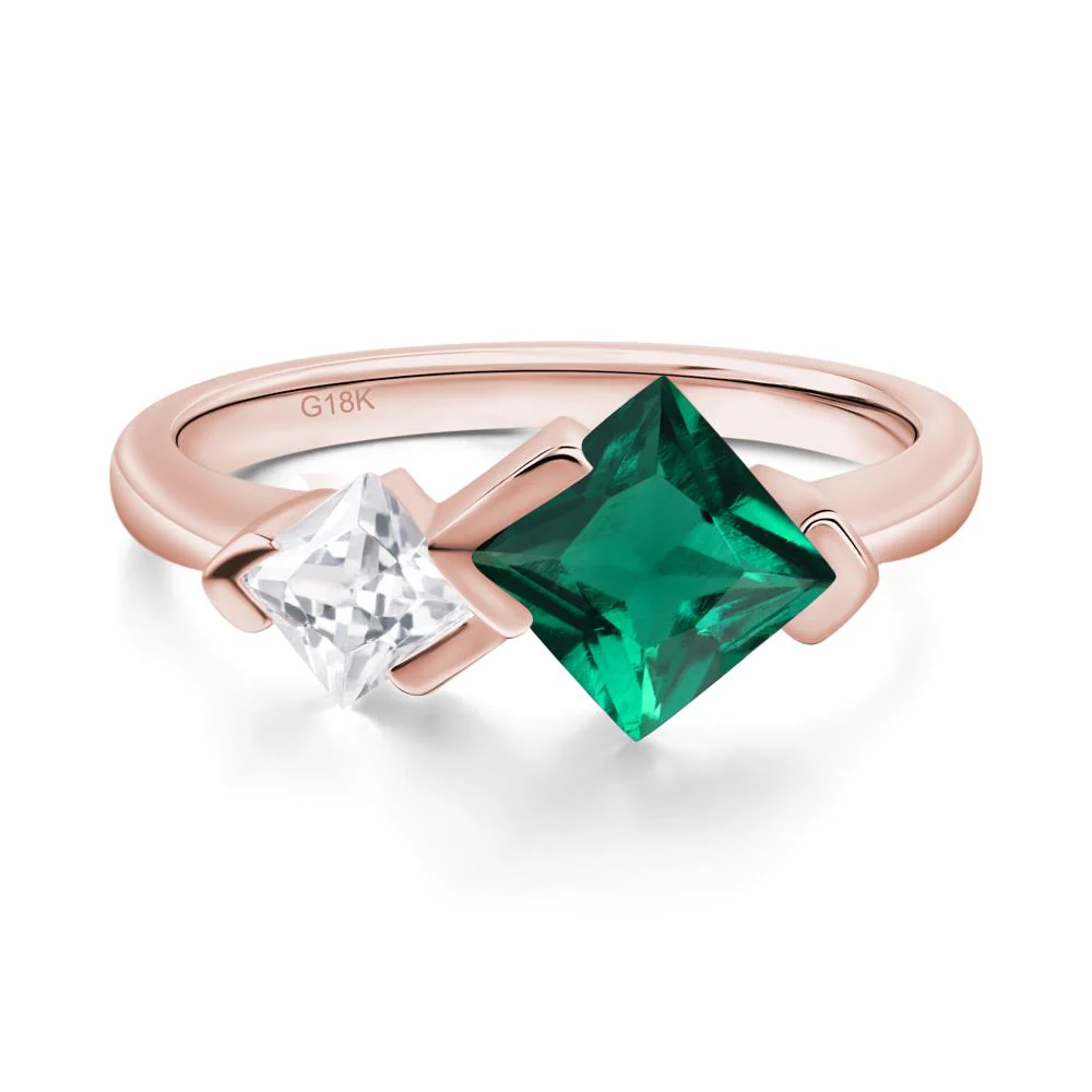 Kite Set 2 Stone Princess Cut Emerald Ring - Image 9