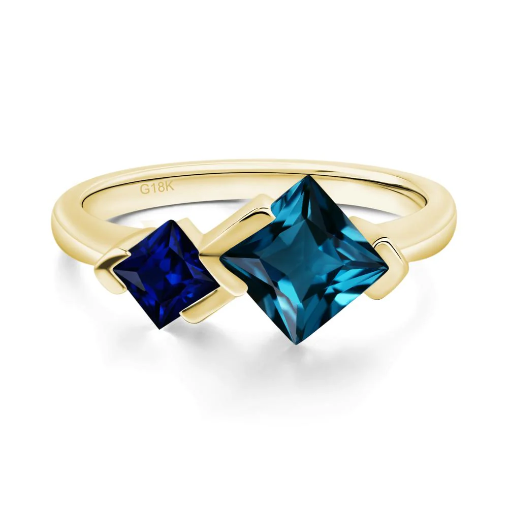 Princess Cut London Blue Topaz and Sapphire Ring - Image 8