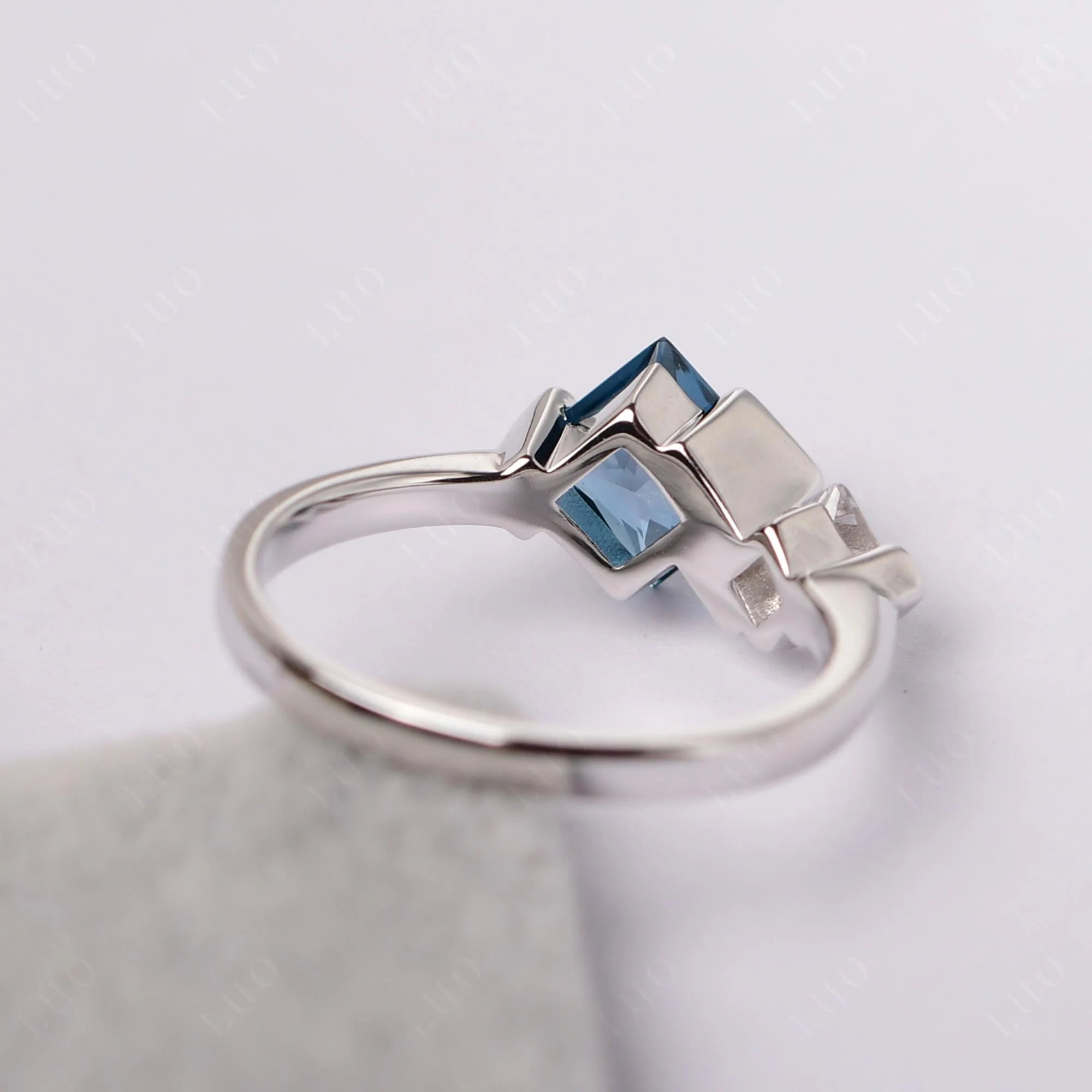 London Blue Topaz Princess Cut Engagement Ring - Image 12