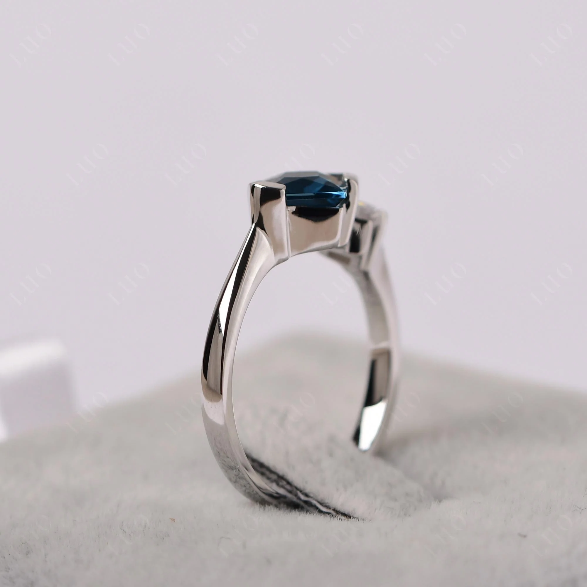 London Blue Topaz Princess Cut Engagement Ring - Image 13