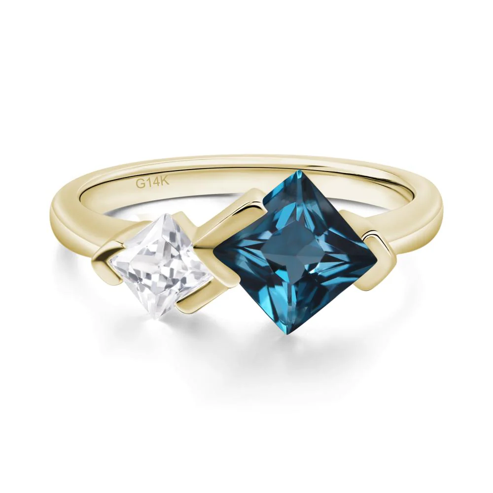 London Blue Topaz Princess Cut Engagement Ring - Image 4