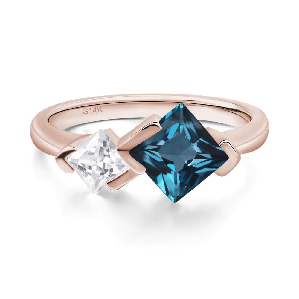 London Blue Topaz Princess Cut Engagement Ring - Image 5