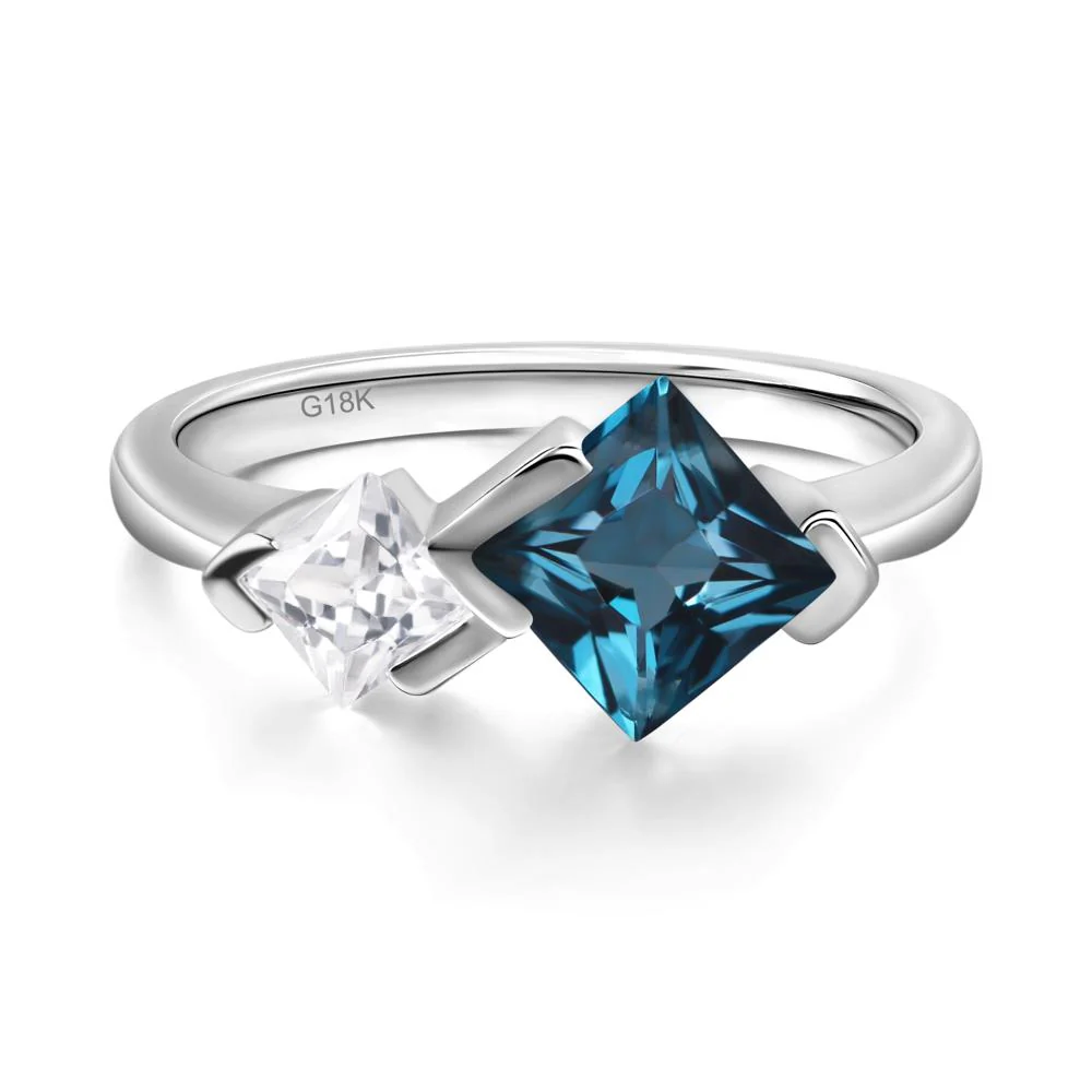 London Blue Topaz Princess Cut Engagement Ring - Image 7