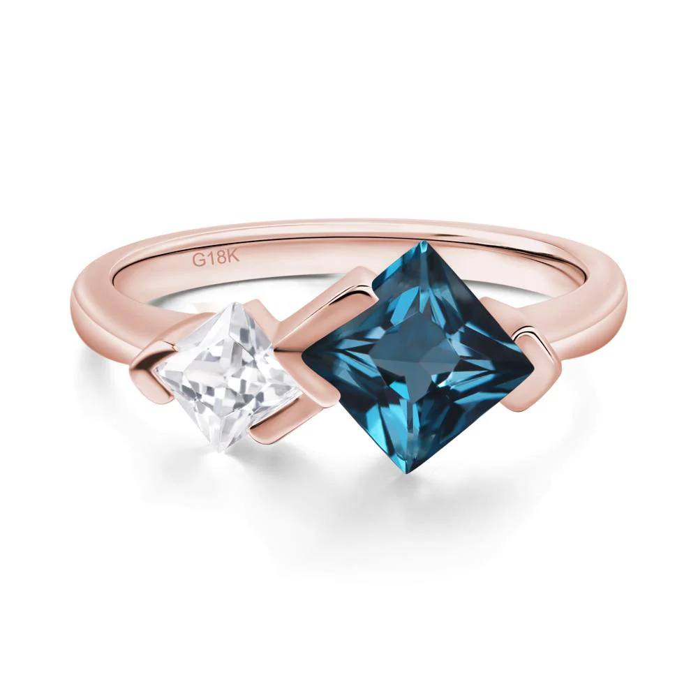 London Blue Topaz Princess Cut Engagement Ring - Image 9