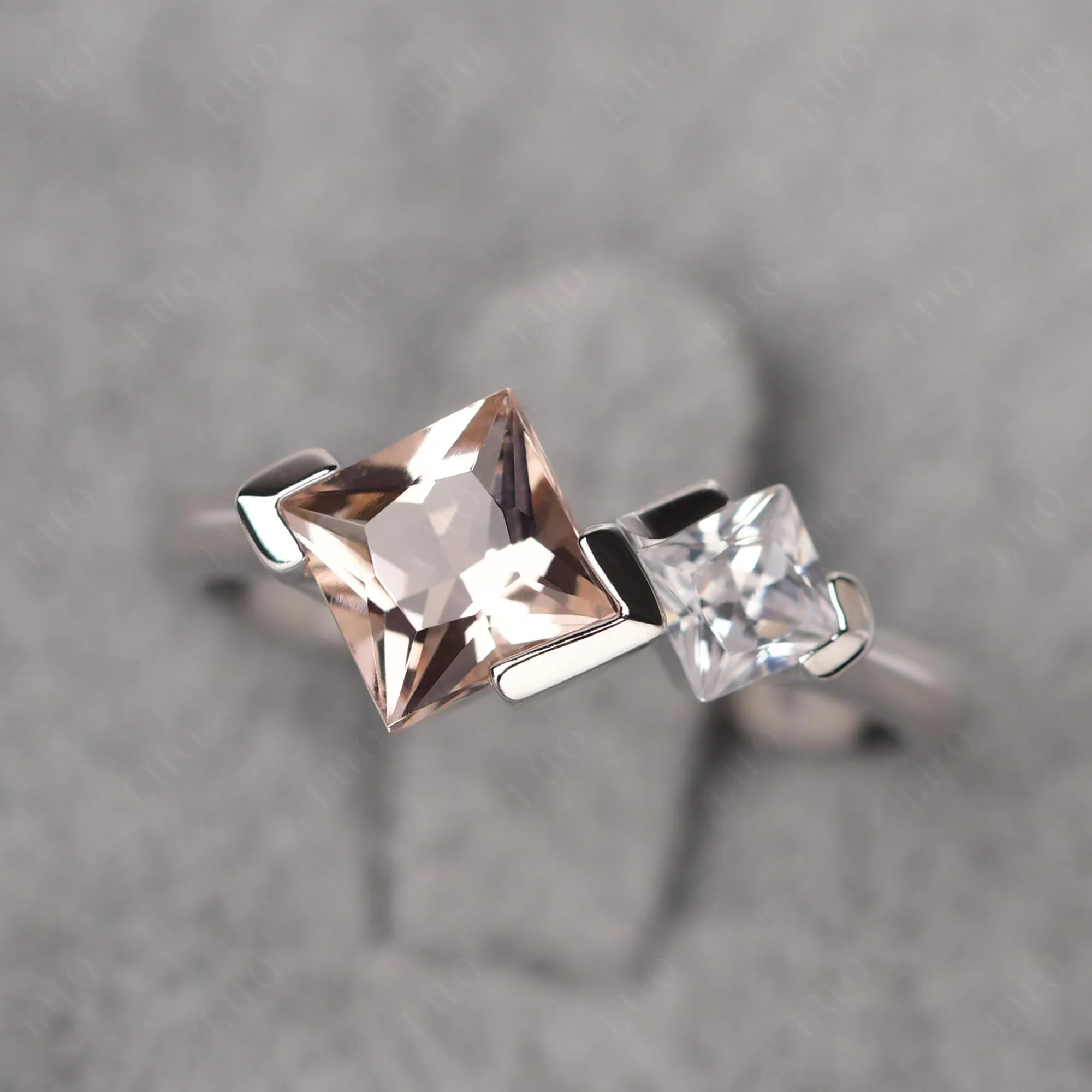 Kite Set 2 Stone Princess Cut Morganite Ring - Image 10