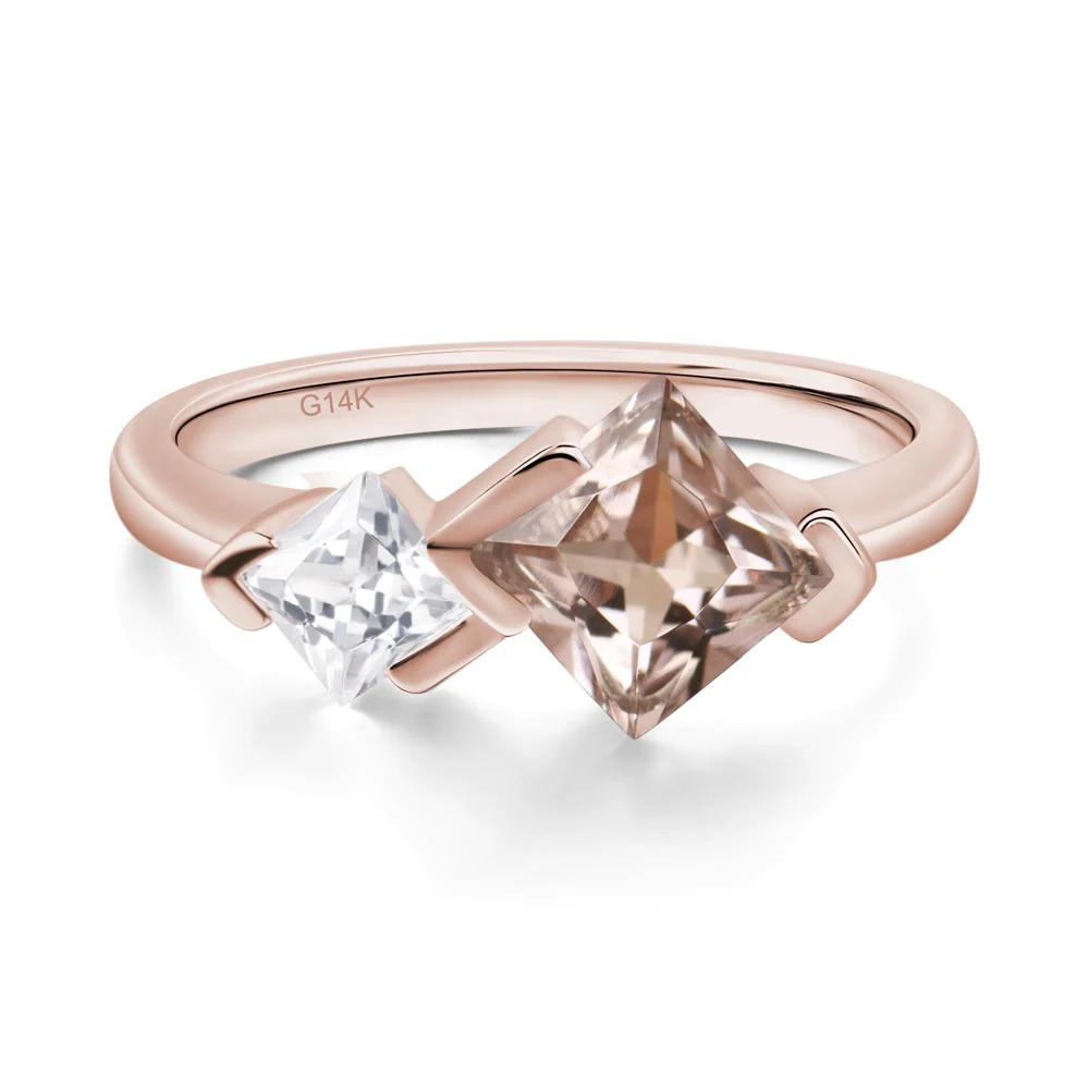 Kite Set 2 Stone Princess Cut Morganite Ring - Image 5