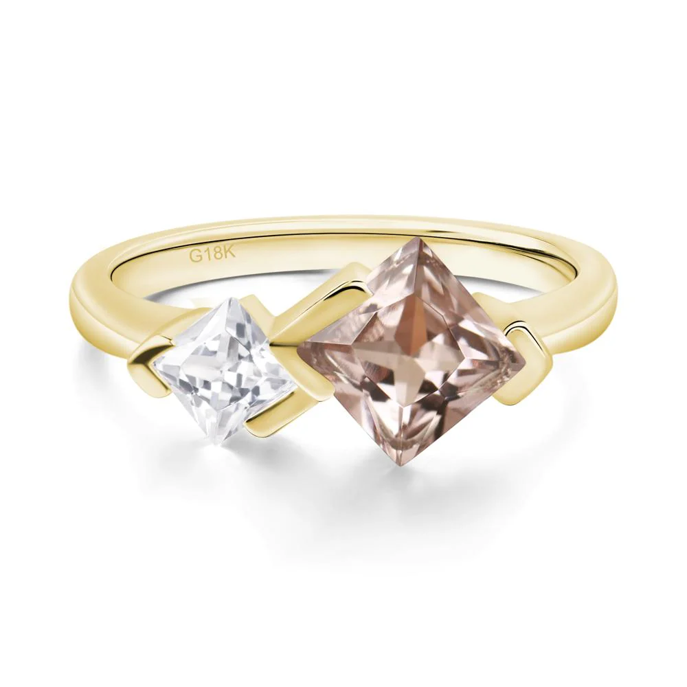 Kite Set 2 Stone Princess Cut Morganite Ring - Image 8
