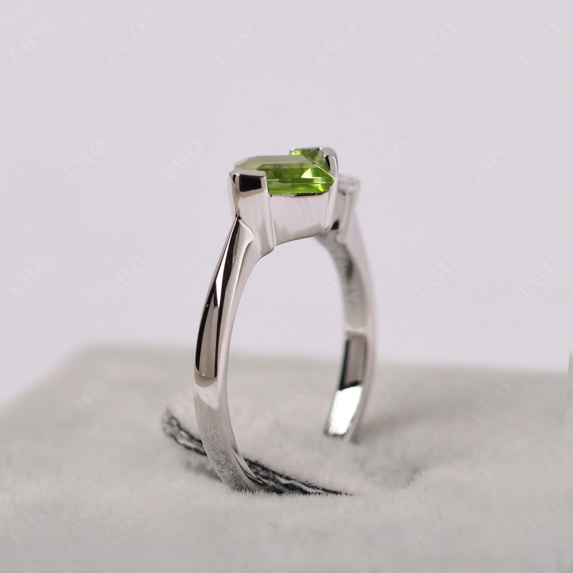 Square Cut Peridot 2 Stone Ring - Image 13