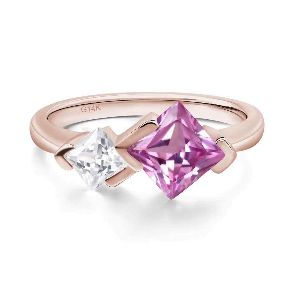 Pink Sapphire Princess Cut Engagement Ring - Image 5