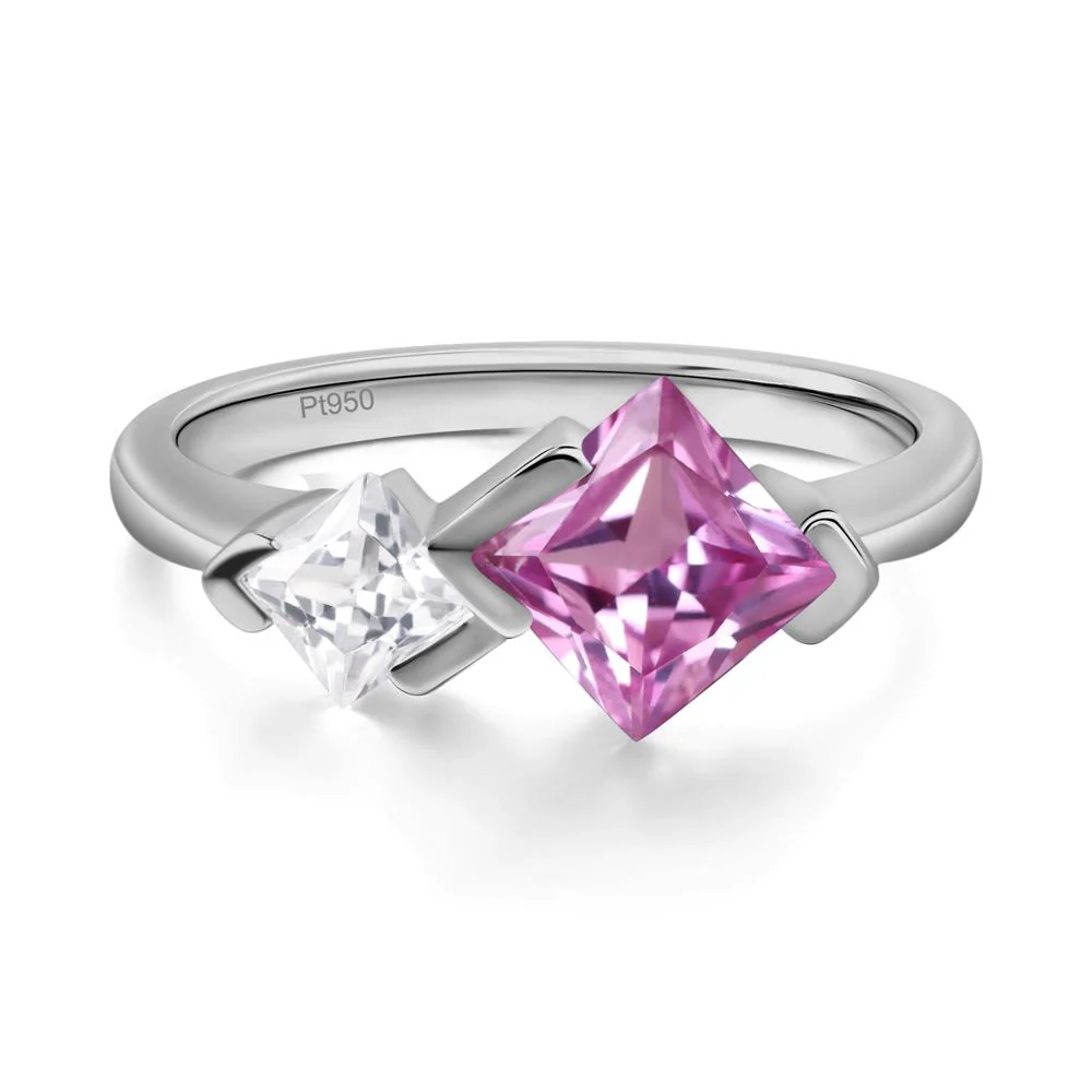 Pink Sapphire Princess Cut Engagement Ring - Image 6