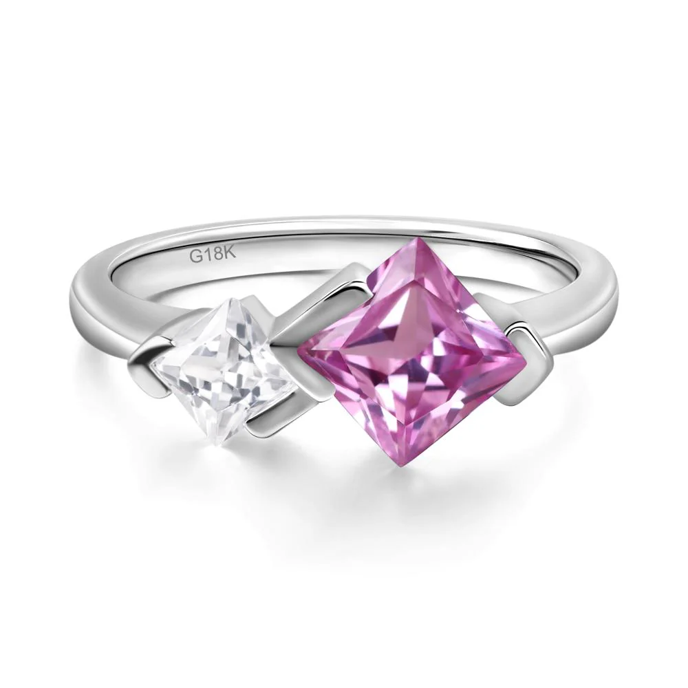 Pink Sapphire Princess Cut Engagement Ring - Image 7