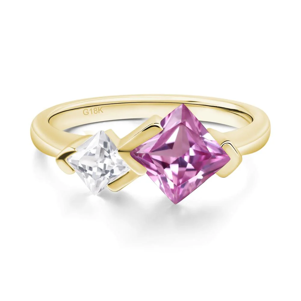 Pink Sapphire Princess Cut Engagement Ring - Image 8