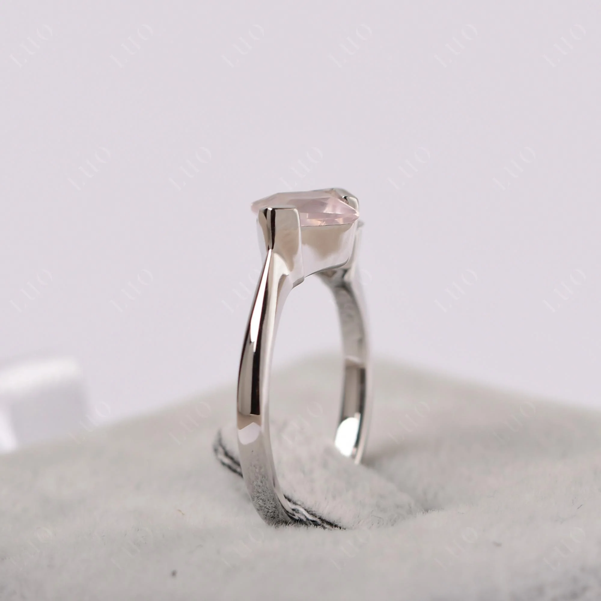 Kite Set 2 Stone Princess Cut Rose Quartz Ring - Image 13