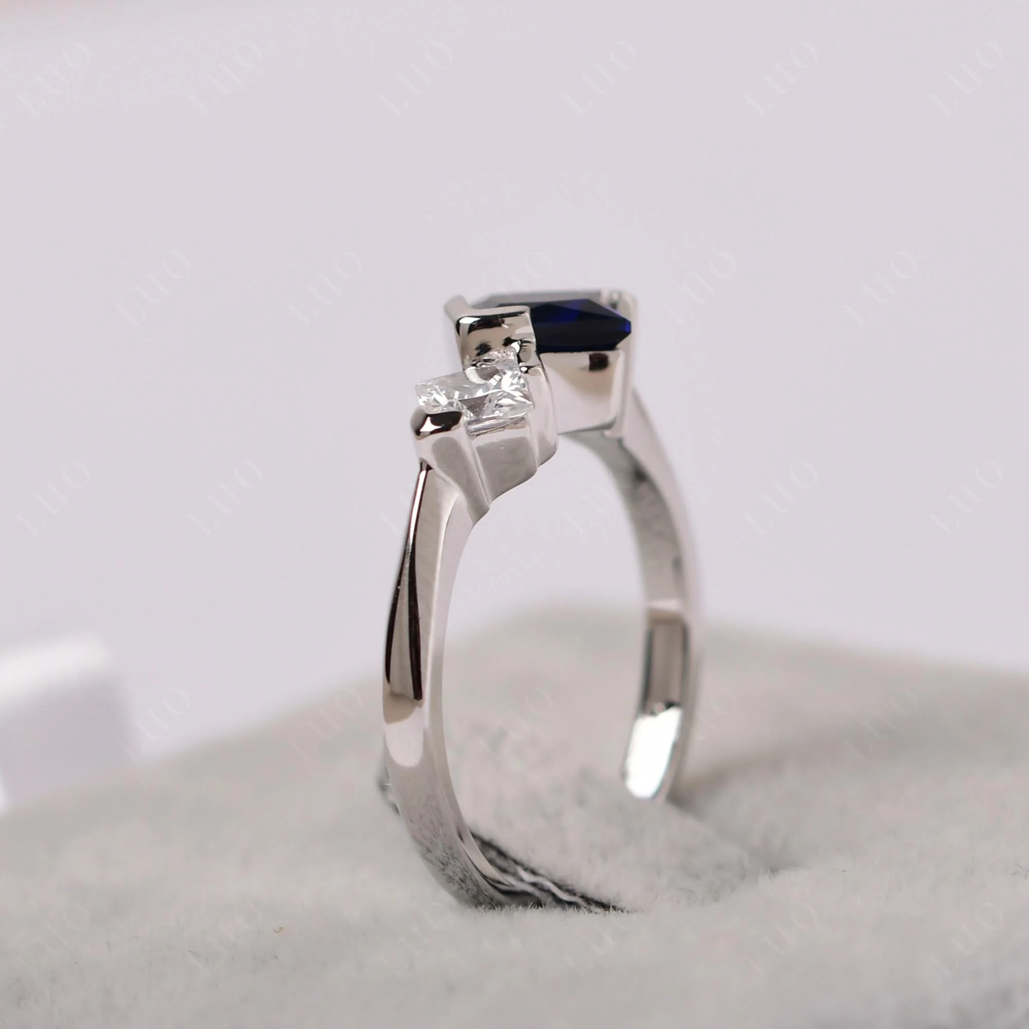 Kite Set 2 Stone Princess Cut Sapphire Ring - Image 14