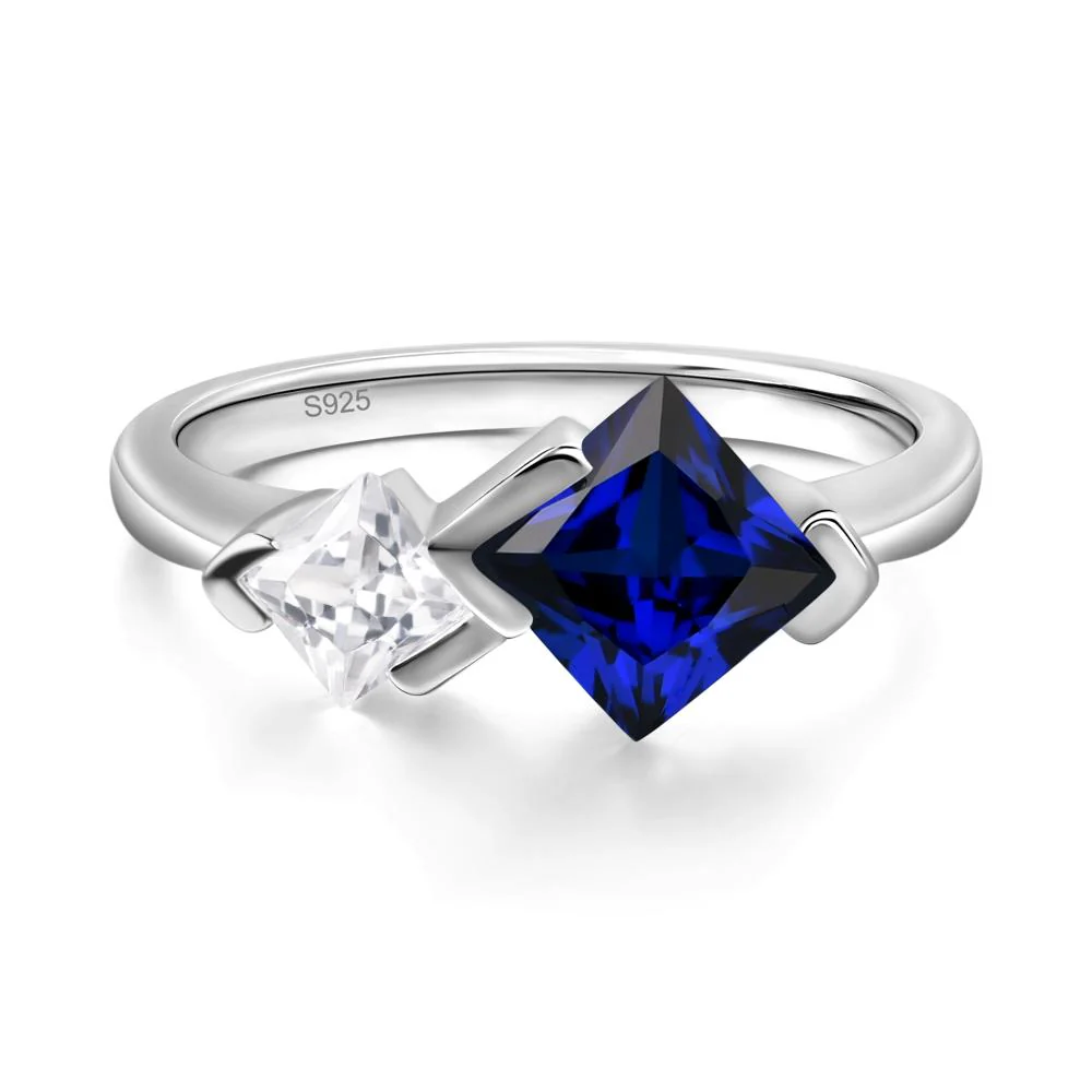 Kite Set 2 Stone Princess Cut Sapphire Ring - Image 2