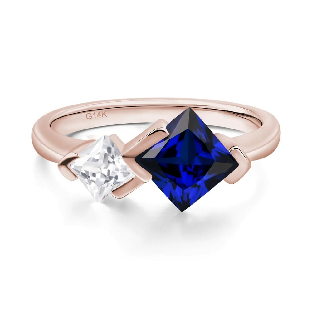 Kite Set 2 Stone Princess Cut Sapphire Ring - Image 5