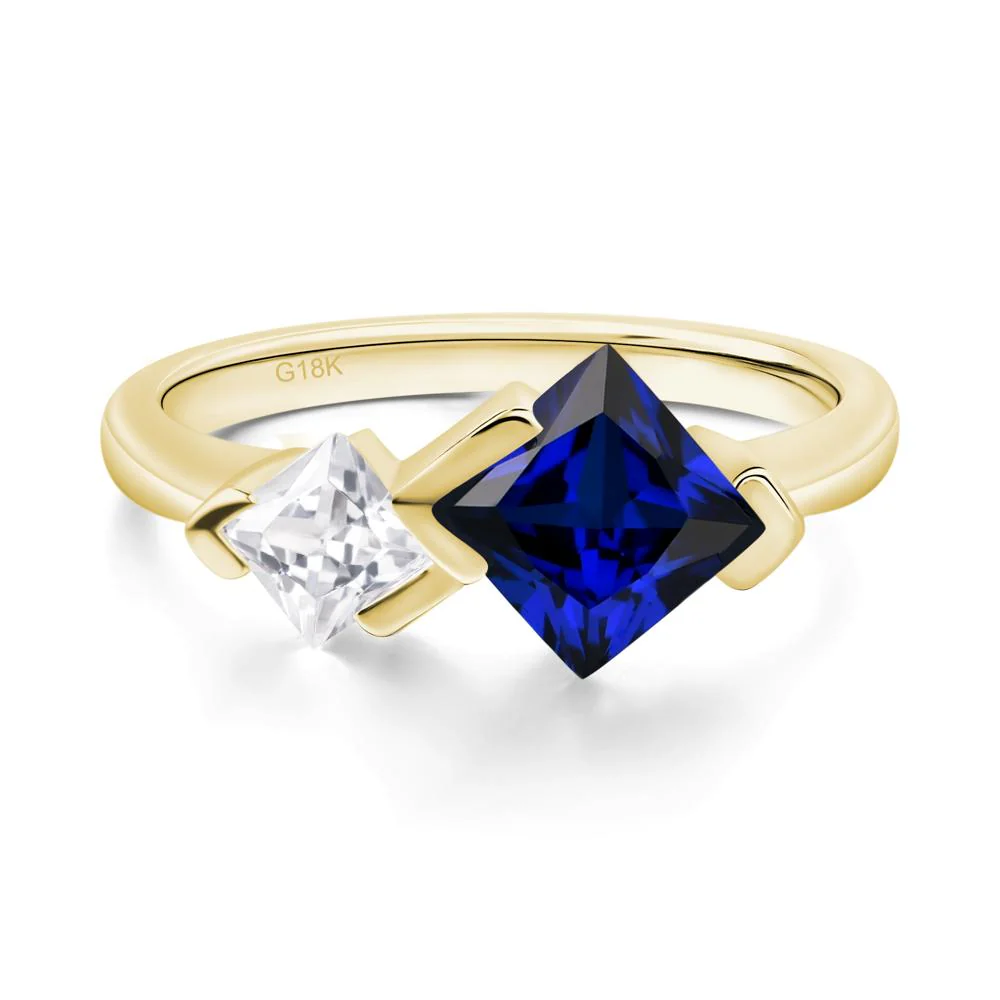 Kite Set 2 Stone Princess Cut Sapphire Ring - Image 8