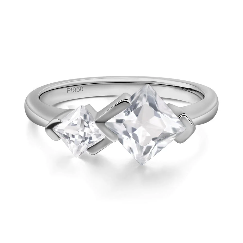 Kite Set 2 Stone Princess Cut White Topaz Ring - Image 6