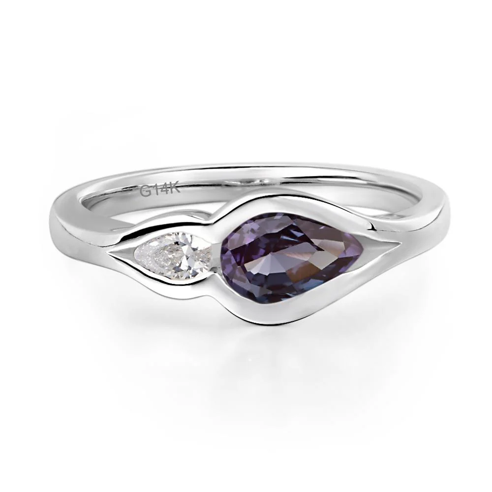 Alexandrite Bezel Pear Engagement Ring - Image 3