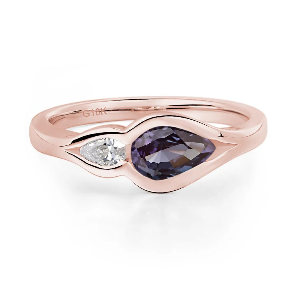 Alexandrite Bezel Pear Engagement Ring - Image 9