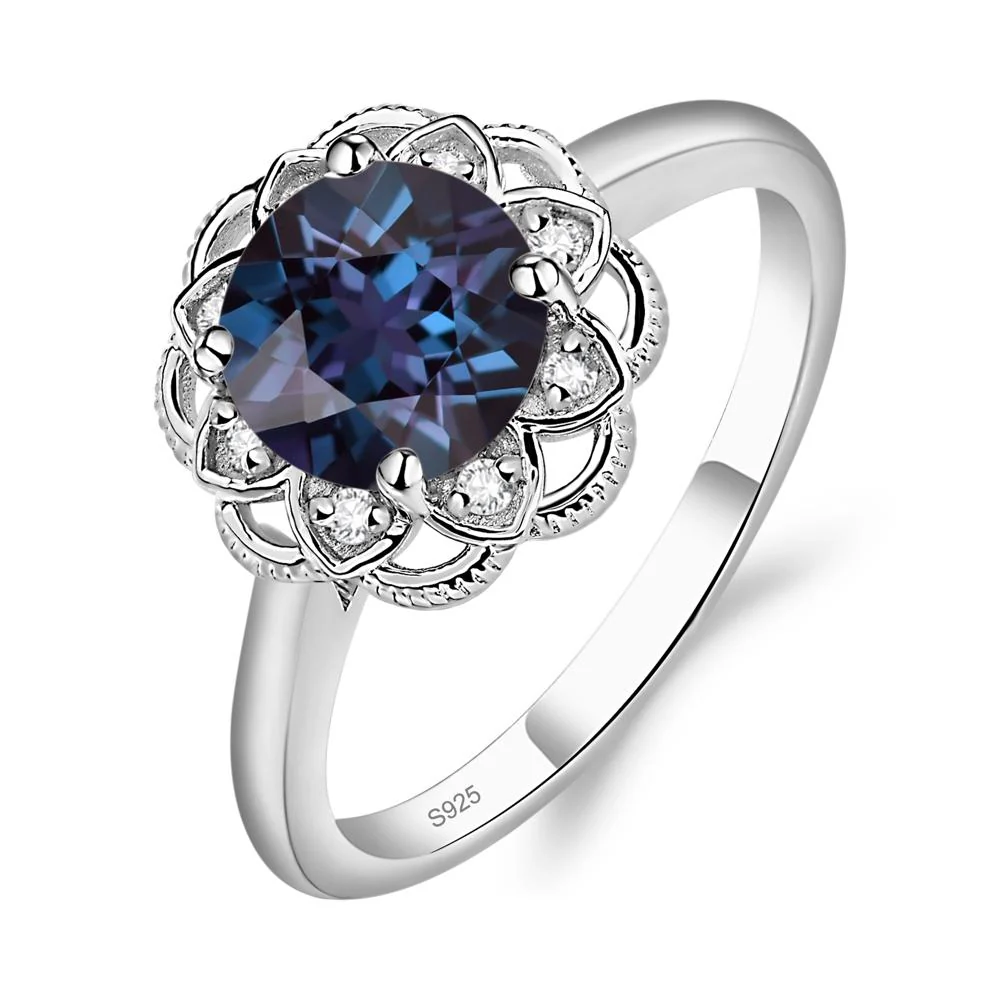 Round Cut Alexandrite Filigree Ring - Image 2