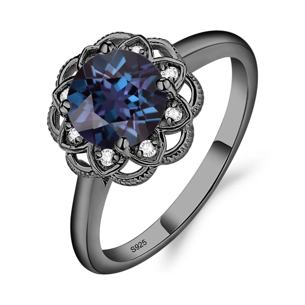 Round Cut Alexandrite Filigree Ring - Image 3