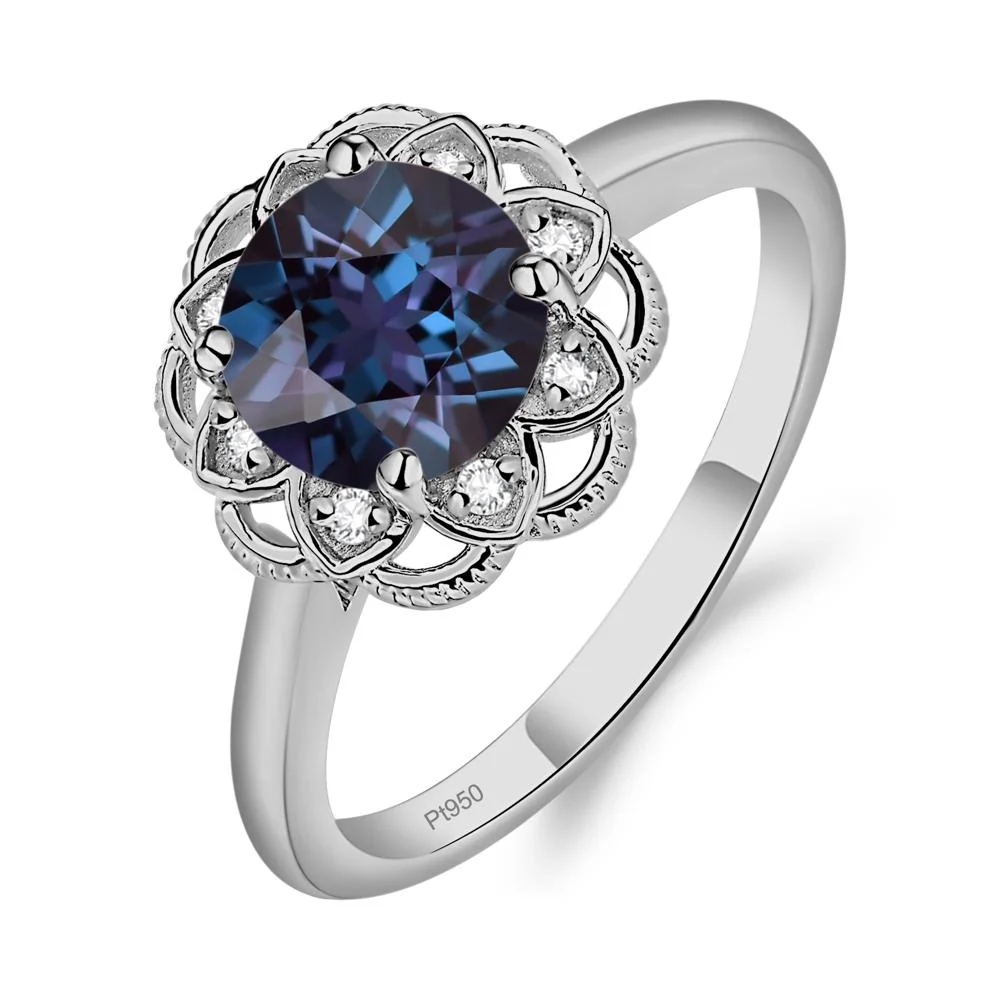 Round Cut Alexandrite Filigree Ring - Image 6