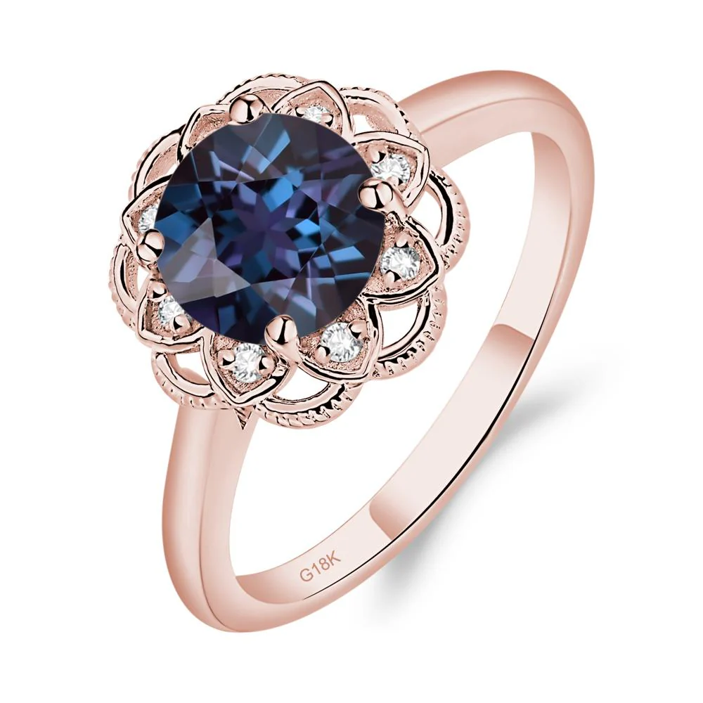 Round Cut Alexandrite Filigree Ring - Image 9