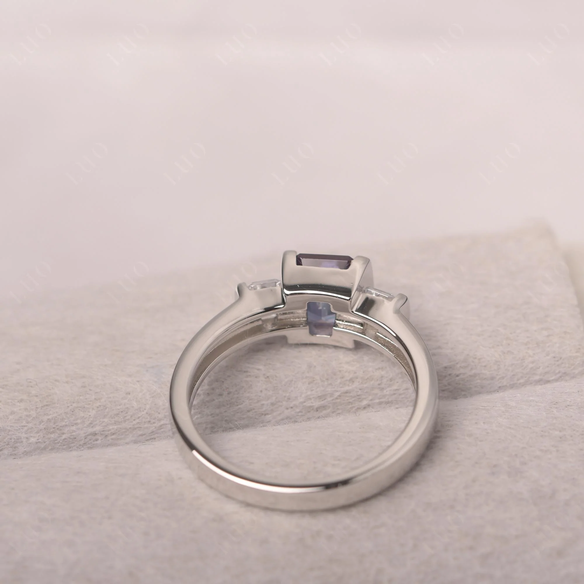 Vintage Alexandrite Bezel Emerald Cut Ring - Image 13
