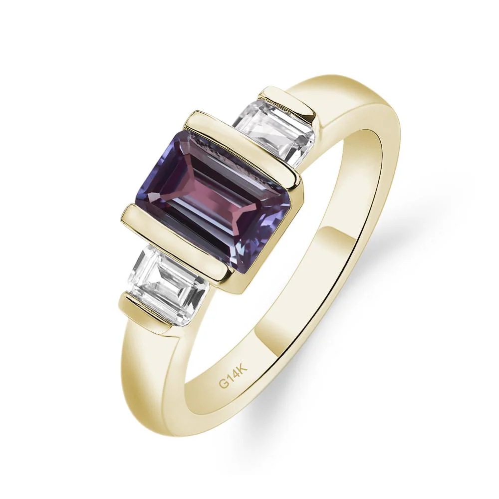 Vintage Alexandrite Bezel Emerald Cut Ring - Image 4