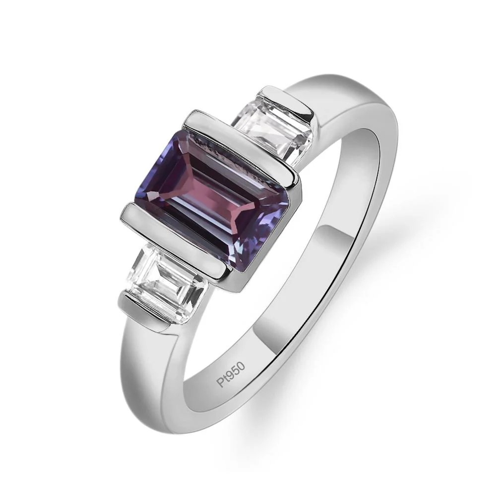 Vintage Alexandrite Bezel Emerald Cut Ring - Image 6