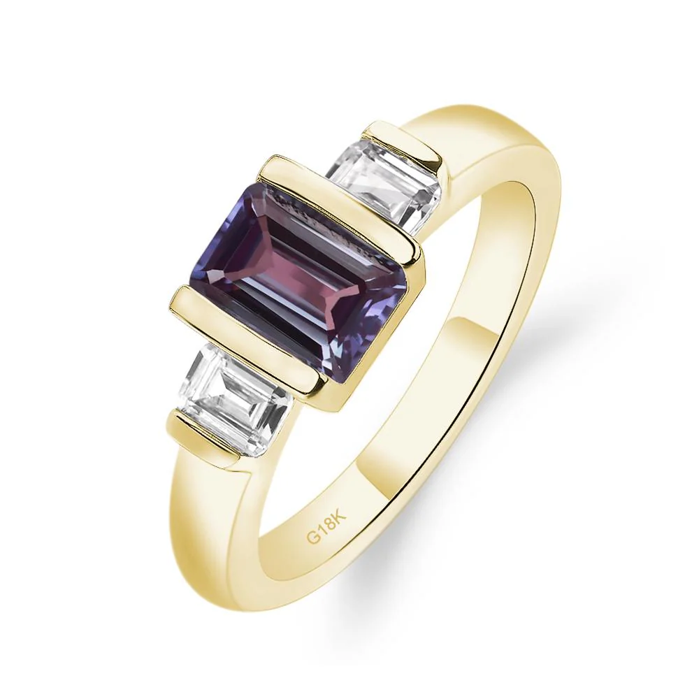 Vintage Alexandrite Bezel Emerald Cut Ring - Image 8