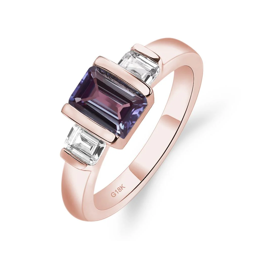 Vintage Alexandrite Bezel Emerald Cut Ring - Image 9