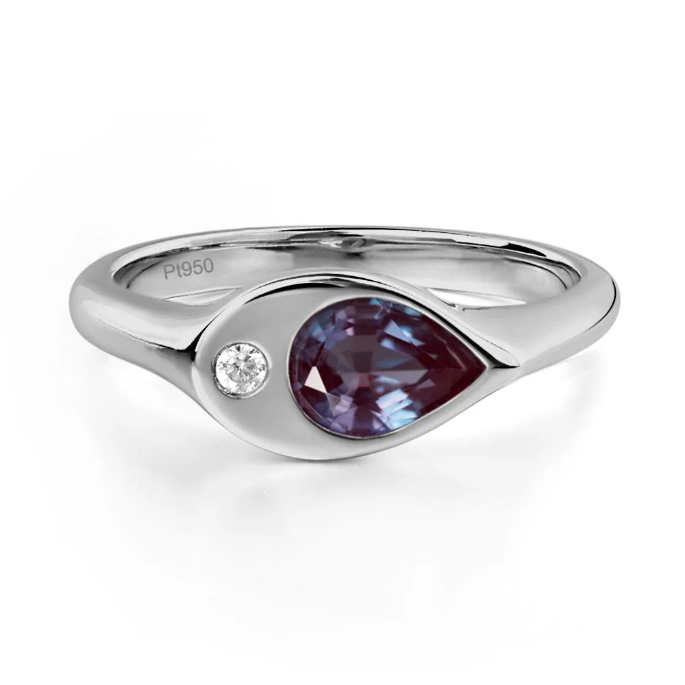 Alexandrite East West Pear Engagement Ring - Image 6