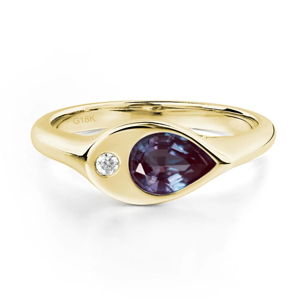Alexandrite East West Pear Engagement Ring - Image 8