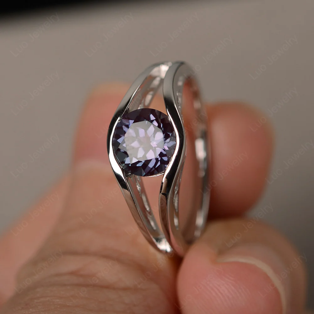 Round Alexandrite Solitaire Tension Ring